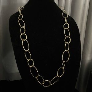 Gold Tone Hammered Metal Link Necklace